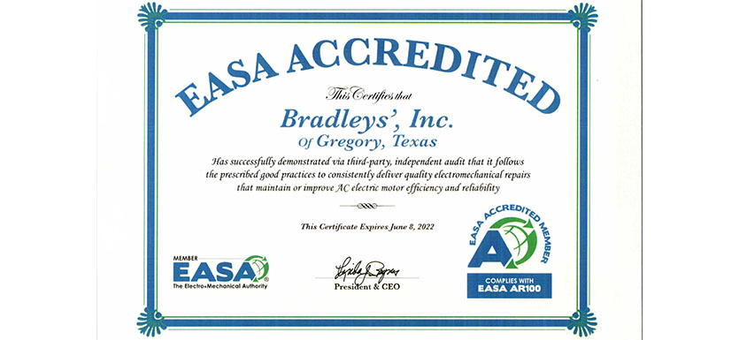 Bradleys EASA Accredidation for 2022